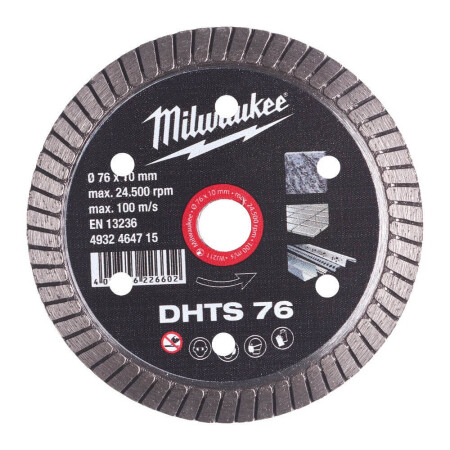 Diamond disc MILWAUKEE DHTS 76 76x10mm - Milwaukee Accessories