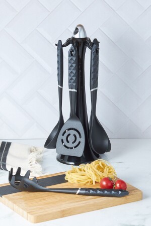 Diamond Gray 6 Piece Serving Set with Stand - Karaca