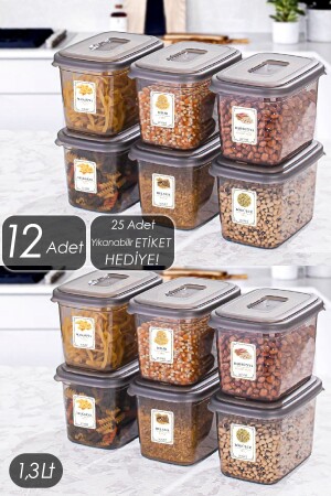 Diamond Labeled 1.3 Liter 12 Liter Storage Container - Pulses Storage Container - Food Storage Container Set KARMA03993 - Porsima