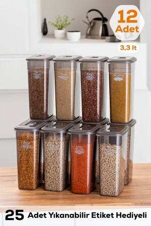 Diamond Labeled 3.3 Liter 12 Liter Storage Container - Pulses Storage Container - Food Storage Container Set KARMA03995 - Porsima