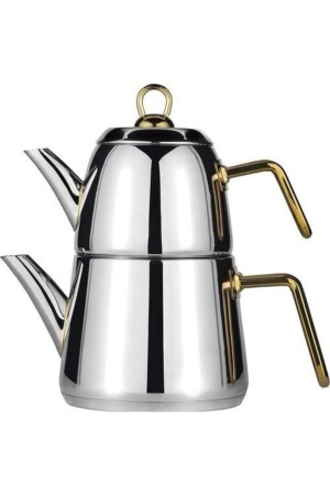 Diamond Medium Size Gold Steel Handle Teapot Set Dia-4660 P107PŞÜ. 35466. 01 - Amboss