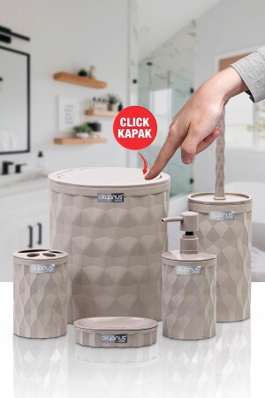 Diamond Mink Click Cover 5-Piece Bathroom Set OKY-467-V - Okyanus Home
