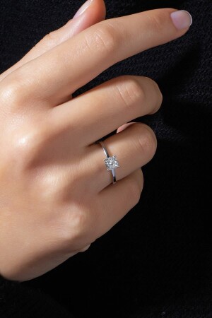 Diamond Mounted Single Stone Silver Ring 925 Carat (SIZE CAN BE ADJUSTED BETWEEN 9-18) YZK-0035 - TEK TARZIM TAKI