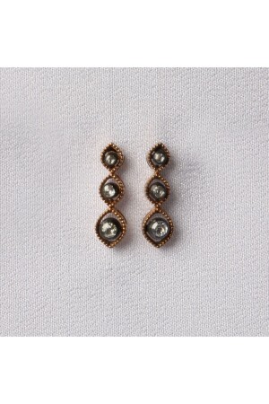 Diamond Row Stone Rose Gold Earrings - Altınöz Mücevherat