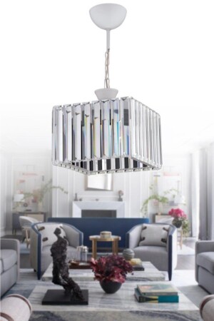 Diamond Single Square White Case Stone Chandelier 160504001056 - İstanbul Avize