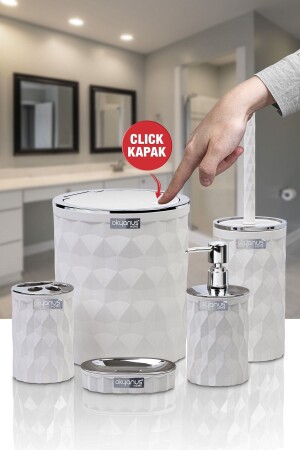 Diamond White Chrome Click Cover Set of 5 Bathroom Sets - Okyanus Home
