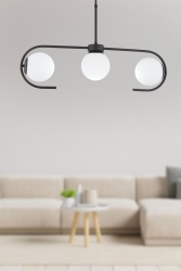 Diaspor 3-teilige schwarze moderne Pendelleuchte für junges Zimmer, Schlafzimmer, Retro-Wohnzimmer, Kronleuchter 3948-03-BL - Apliqa
