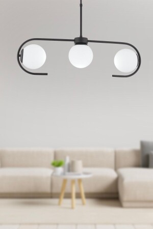 Diaspor 3-teilige schwarze moderne Pendelleuchte für junges Zimmer, Schlafzimmer, Retro-Wohnzimmer, Kronleuchter 3948-03-BL - Apliqa