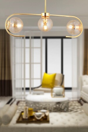 Diaspor 3lü Gold Modern Sarkıt Genç Odası Yatak Odası Retro Salon Avize 3948-03-GD - Apliqa
