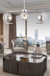 Diaspor 3lü Sıralı Krom Füme Camlı Modern Sarkıt Genç Odası Yatak Odası Retro Salon Avize 3948-03-CH - Apliqa
