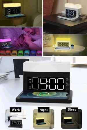 Digital 6 In 1 Apple Charging Station Night Light And Desk Clock Good Quality Adjustable Bed Head lr23b - Utelips