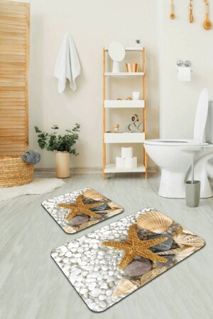 Digital Bathroom Rug Toilet Set 2 Piece Mat Set Bs209 60x90cm + 60x60cm BS209 - RugViva
