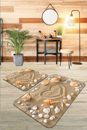 Digital Bathroom Rug Toilet Set 2 Piece Mat Set Bs213 60x90cm + 60x60cm - Rugviva
