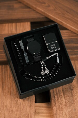 Digital Men's Wristwatch Lighter Rosary Bracelet Set erkbar13 - wesscollection
