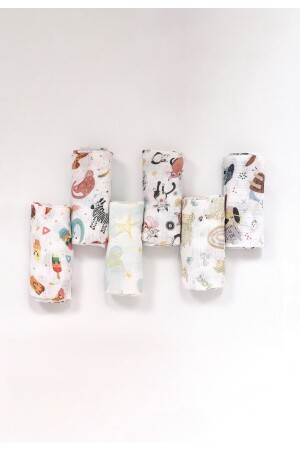 Digital Printed Multi-Purpose Muslin Cover Set of 6 - 75x75 Cm ZTC100 - LUCKKA