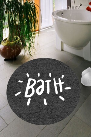 Digital Printing Non-Slip Base Washable Bath Mat with Writing Dc-8025 Dark Gray 8025-Black - Decomia Home