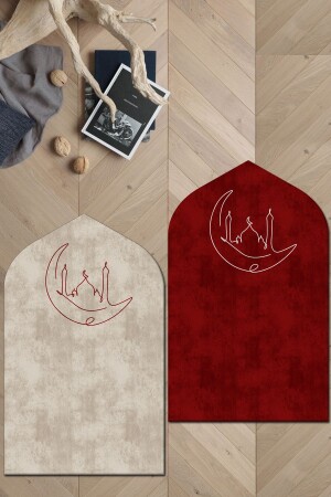 Digital Printing Prayer Rug - Couple Prayer Rug - Minimalist Patterned Prayer Mat - Prayer Mat - Dowry Prayer Rug - Pinkie Home