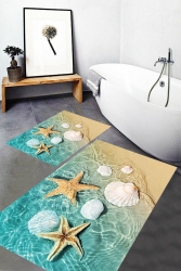 Dijital Baskı Yıkanabilir Kaymaz Taban Modern Banyo Paspası MBB-MBBP2200129 - MABEBA TEKSTİL