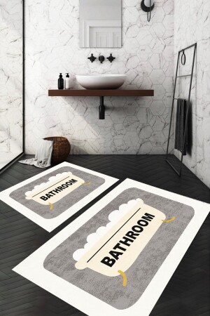 Dijital Baskılı Kaymaz Bath Yıkanabilir 2li Banyo Halısı Banyo Paspası Klozet Dc-8026 DC-8026 - Decomia Home