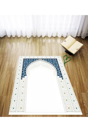 Dijital Baskılı Sade Şık Kadife Dokulu Yıkanabilir Kaymaz Taban Namazlık Halı Seccade - Latibule