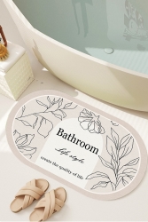 Dijital Kaymaz Yıkanabilir Bath Bathroom Yaprak Banyo Paspası Banyo Halısı (60x100) D8049 DC-8049 - Decomia Home