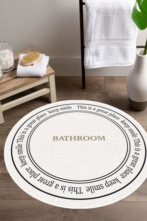 Dijital Kaymaz Yıkanabilir Bathroom Banyo Bath Banyo Halısı Banyo Paspası Yuvarlak - Decomia Home