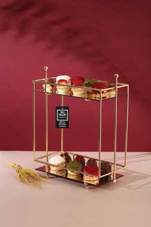 Dikdörtgen Gold Aynalı Kahve Yanı Sunumluk Hediyelik Dekorasyon Ikramlık Organizer Mdf Ahşap 40cm PSTSHYGLD - mba decor metal bending art