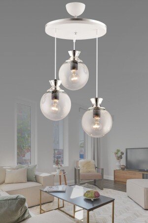 Dilara 3-Piece Tray White Chrome Glop Glass Luxury Modern Chandelier - GYK LİGHT