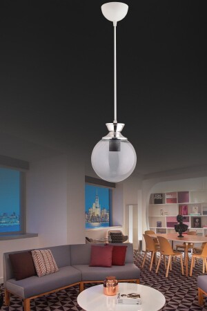 Dilara Beyaza Chrome Detailed Globe Glass Lighting 1021 - KUZEY AYDINLATMA
