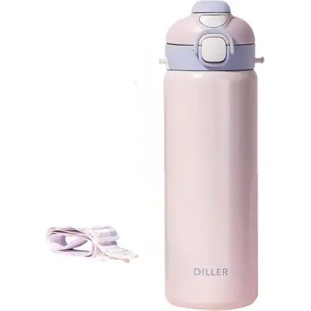 Diller 700 ml Stainless Steel Pink Thermos Bottle - With/Without Straw - DILLER