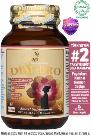 DIM Pro | DIM - D-Glukarat - Sulforafan | Hormon ve Östrojen Dengesi Desteği | 30 Kapsül - Kiperin