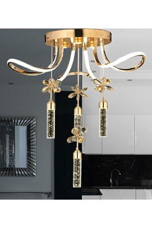 Dimmer Controlled 3 Colors Gradual Crystal Stone Modern Pendant Lamp Butterfly Stone Led Chandelier Gold Yellow fico0071 - Fico Home
