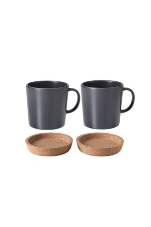 Dinera Mug Set > 2 Mugs + 9 Cm Cork Saucer > 30 Cl EZMK. 0414. 02 - IKEA