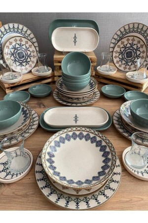 Dining Set 44 Pieces for 6 People Kera Green dmtaks20224444 - Keramika