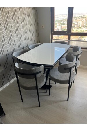 Dining Table Kitchen Table for 6 Persons (EXPANDABLE TABLE) Table Chair Table Chair Set - Elen Home