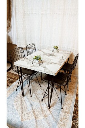 Dining Table Kitchen Table Wire Chair for 4 People New Model Chair 70/110 Table and 4 Chairs - Yusgos