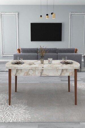 DINING TABLE WOODEN TABLE KELEBEK TABLE EXTENDABLE TABLE FOR 6 PEOPLE (EFES) - Renlife
