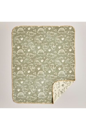 Dino Cotton Baby Blanket Khaki (100X120 CM) 13592 - Bella Maison