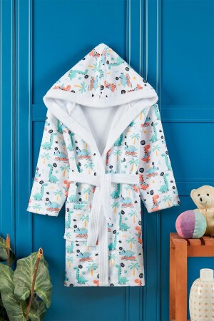 Dino Digital Printed Children's Bathrobe - Vevienhome