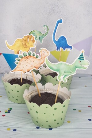 Dinosaur Concept Toothpick Ornaments Cupcake Ornaments Luxury Large Size Pack of 10 - Pekshop