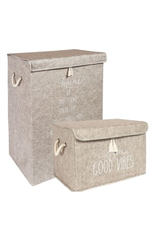Dirty Laundry Basket with Felt Cover Home Organizer Toy Storage Box Mega-mini Set dop11859646igo - Faiend