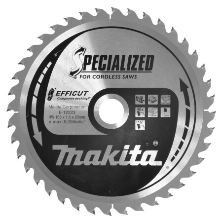 Disc for composite coating MAKITA E-12223 HM 165x20x1.5mm Z-40 - Makita Accessories