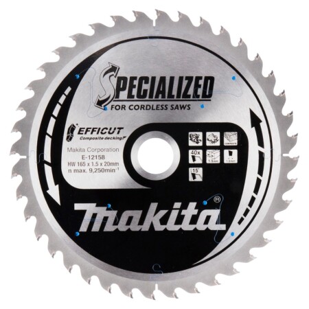 Disc for composite coating MAKITA HM 165x20x1.5mm Z-40 - Makita Accessories