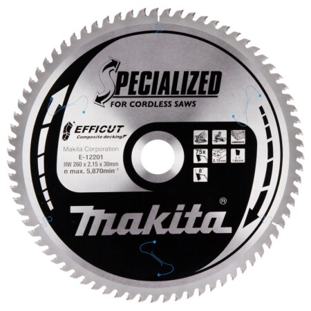 Disc for composite coating MAKITA HM 260x30x2.15mm Z-75 - Makita Accessories