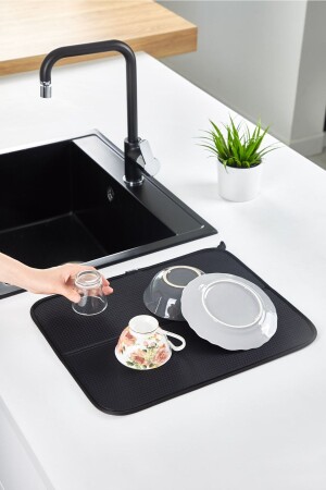 Dish Drying Mat Black Color Nanofiber Dish Mat Ultra Absorbent Dish Mat - Homelka