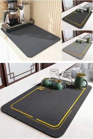 Dish Drying Mat Black Countertop Dish Mat Super Absorbent Dish Rack - Beyzana