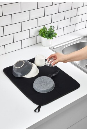 Dish Drying Mat Dish Drying Mat Black Countertop Dish Mat Super Absorbent Nanoflex - Mibu