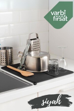 Dish Drying Mat Drying Cloth Drying Mat Counter Top - Black - Varbifırsat