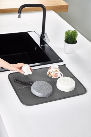 Dish Drying Mat Gray Color Nanofiber Dish Mat Ultra Absorbent Dish Mat - Homelka