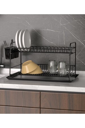 Dish Rack Plate Rack Countertop Dish Rack Dish Rack Dish Drying Basket Black - Mubatex